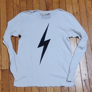 Aviator Nation Lightning Bolt Raw Hemline Top size XL